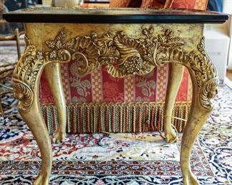 Pair of Louis XV French Hand Carved Mahogany Side Table with hand painted Japanned Top $5,000