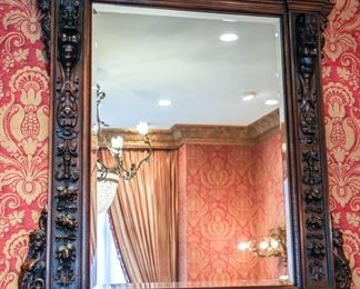 French Walnut Hand Carved Mirror - $6000