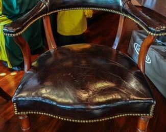 Pair of black leather chairs with nail head trim & bamboo legs- $1000