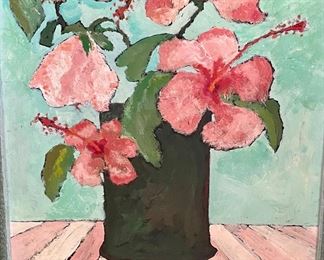 Original Painting by Stella Adams "The Closing Up of One Hibiscus"