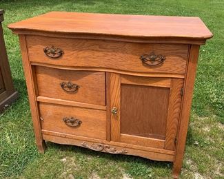 Victorian era oak Washstand storage cabinet 