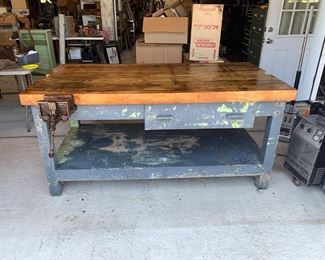 Outstanding vintage industrial bench, island, table 