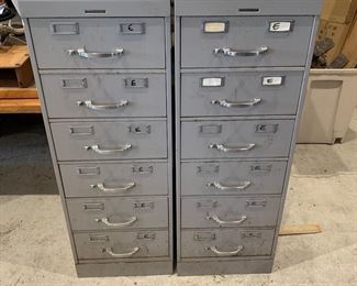 Pair of Industrial Steelcase card catalog cabinets, nice sliding ball bearing drawers 
