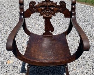 Gothic Victorian carved Face armchair 