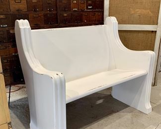 42” wide Early Chapel white washed wood Church Pew 