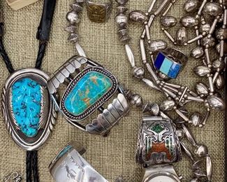 Art Deco, Vintage, Native American Indian, Southwestern, Military, Artisan Crafted Jewelry: Sterling Silver, Turquoise, Coral, Lapis, Malachite, Tigers Eye, Natural stones 