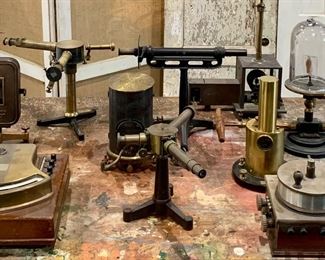 Antique Scientific Electricity Laboratory Equipment: Paris, London, USA makers 