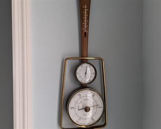Vintage thermometer and barometer