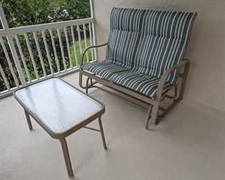 Outdoor glider loveseat and coffee table (part of 5 pc set)