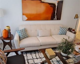 MCM inspired wall art .
Measures 6ft x 43.5" ( slightly damaged $200  New cloth couch $400.00 Measures  91" long x 33.5" tall