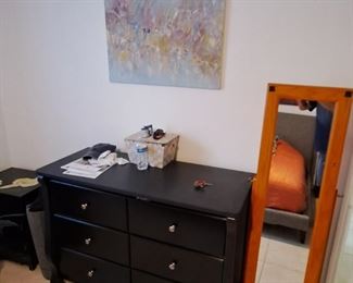 Black dresser measures   47.5" long x 35" tall x 20" $100
Jewelry mirror armoire
Measures  57" tall $70