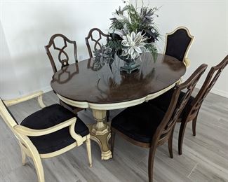 Oval dining set for 6 with custom padded seats