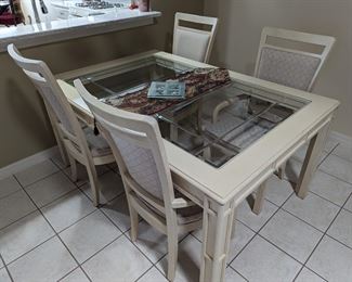 Stanley glass top dining set w/2 leaf inserts and 6 chairs