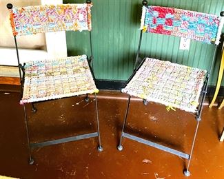 Colorful woven fabric chairs