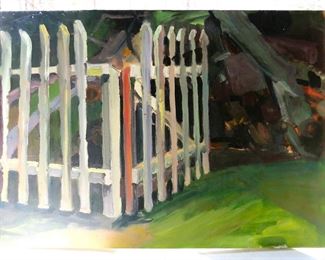 painting of white picket fence