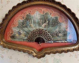 Framed antique fan