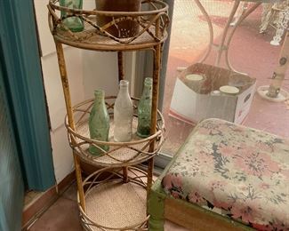 3 tier bamboo stand, coke bottles
