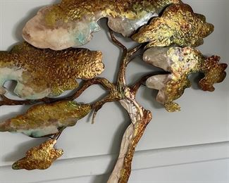 Enameled metal tree wall hanging