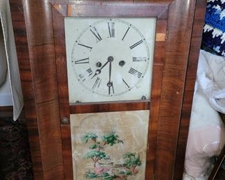 Antique reverse painted clock 