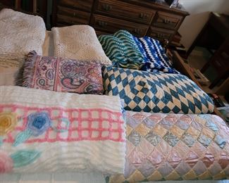 Handmade quilts and chenille bedspreads
