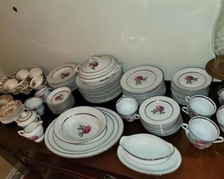Huge set of Embassy Vitrified China Platinum Rose