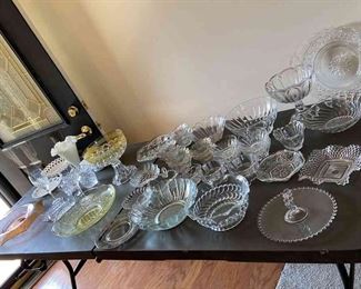 Vintage Crystal Depression Glass Milk Glass