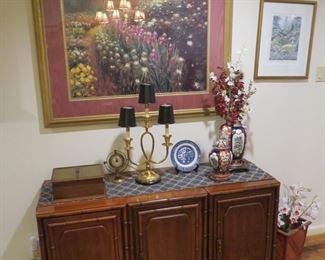 One of several stunning credenzas or cabinets and loads of good decor