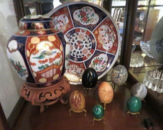 More Imari and stone/marble eggs