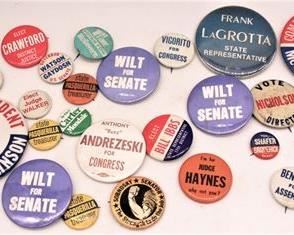 Lot 127 
25 Political pin back buttons