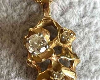 14kt Chain 14kt Gold Nugget Pendant Necklace