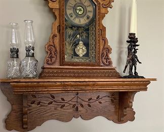 Eastlake mantel clock and shelf