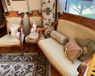Eastlake Parlor set -matching settee, two side chairs, one glider rocking chair and one arm charm all in excellent condition