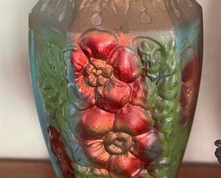 Fired on glass vase