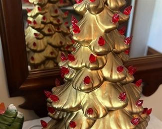 smaller ceramic Christmas tree lights up