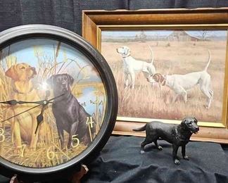 Hunting Dogs Clock And Framed Print