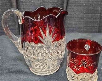 Tarentum Glass Creamer Tall And Cup