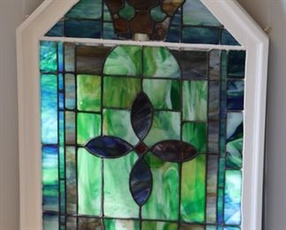 Vintage Original Stain Glass inside Custom Light Frame