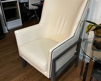 Leather Armchair with Nail Head Trim