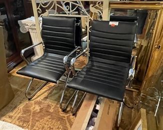 Pair of Chrome and Leather Chairs