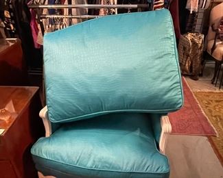 Turquoise Chaise with Ottoman