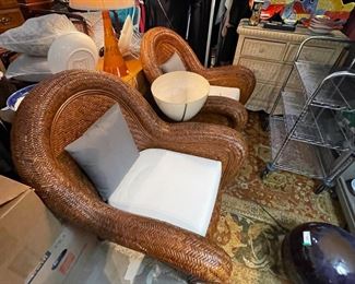 Pair of Pottery Barn  Rattan Chairs