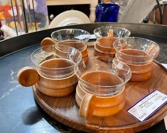 Coffee Serving Set - Carved Wood