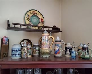 There are numerous beer steins...