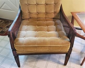 MCM upholstered/cane gold side chair