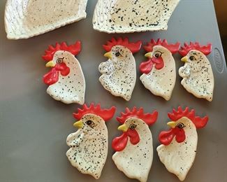 Ceramic rooster serving sets