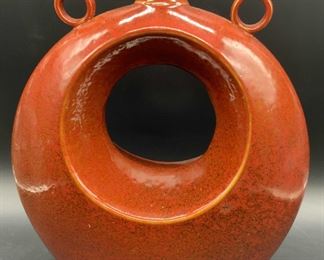 Vintage Handmade Open Center Ceramic Vase
