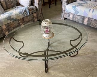 Glass top coffee table top view, excellent condition.