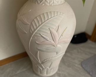 Close up of floor vase, about 2’ tall