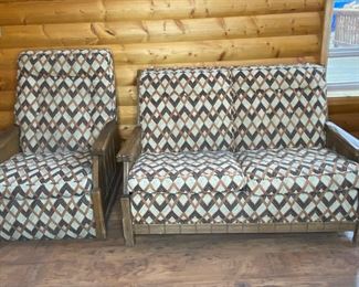 Ranch Oak Loveseat And Recliner