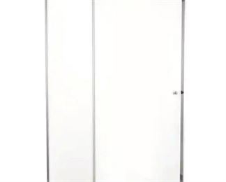 Corner Shower Kit with sliding frameless shower door and shower pan.  New, never used.